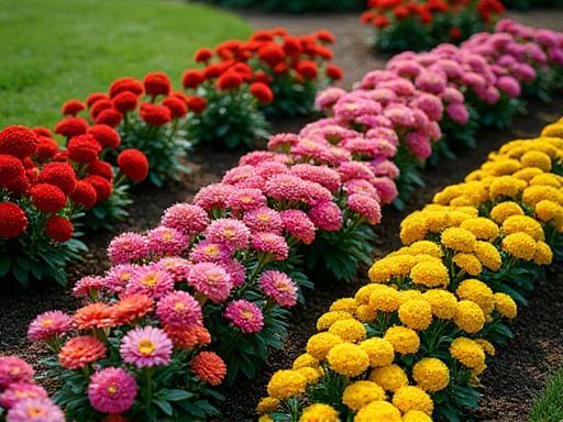 Fleurs colorées et massifs parfaitement entretenus