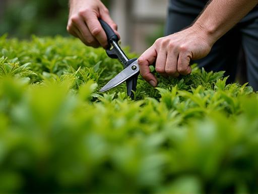 Jardinier taillant une haie